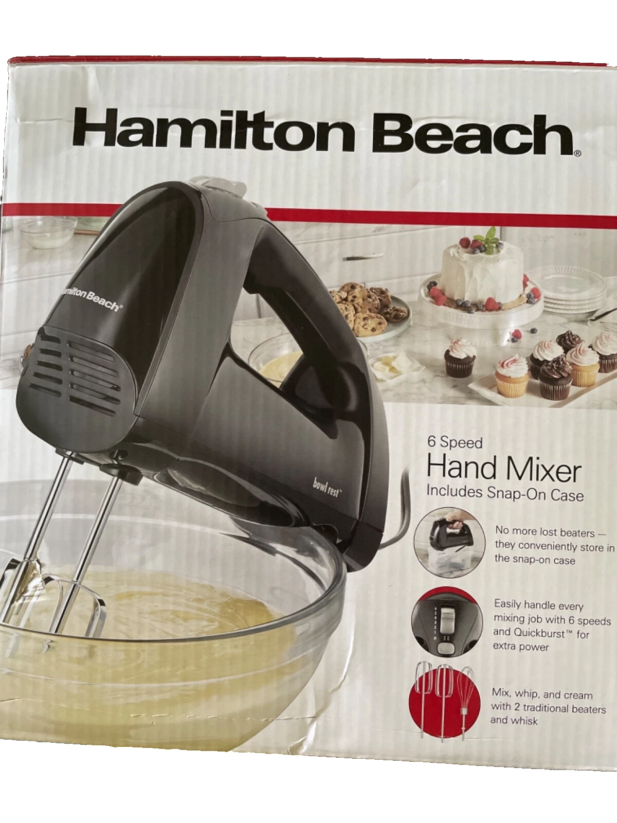 Hamilton Beach 6 Speed Burst Hand Mixer with 2 Beaters and 1 Whisk Black 62690
Opens in a new window