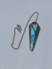 Labradorite Faceted Cone Crystal Dowsing Pendulum Divination Tool