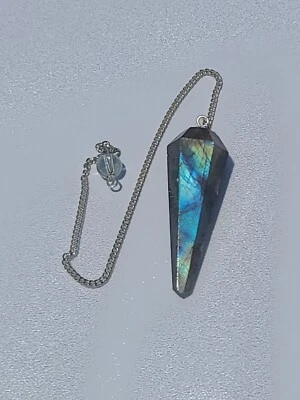 Labradorite Faceted Cone Crystal Dowsing Pendulum Divination Tool
