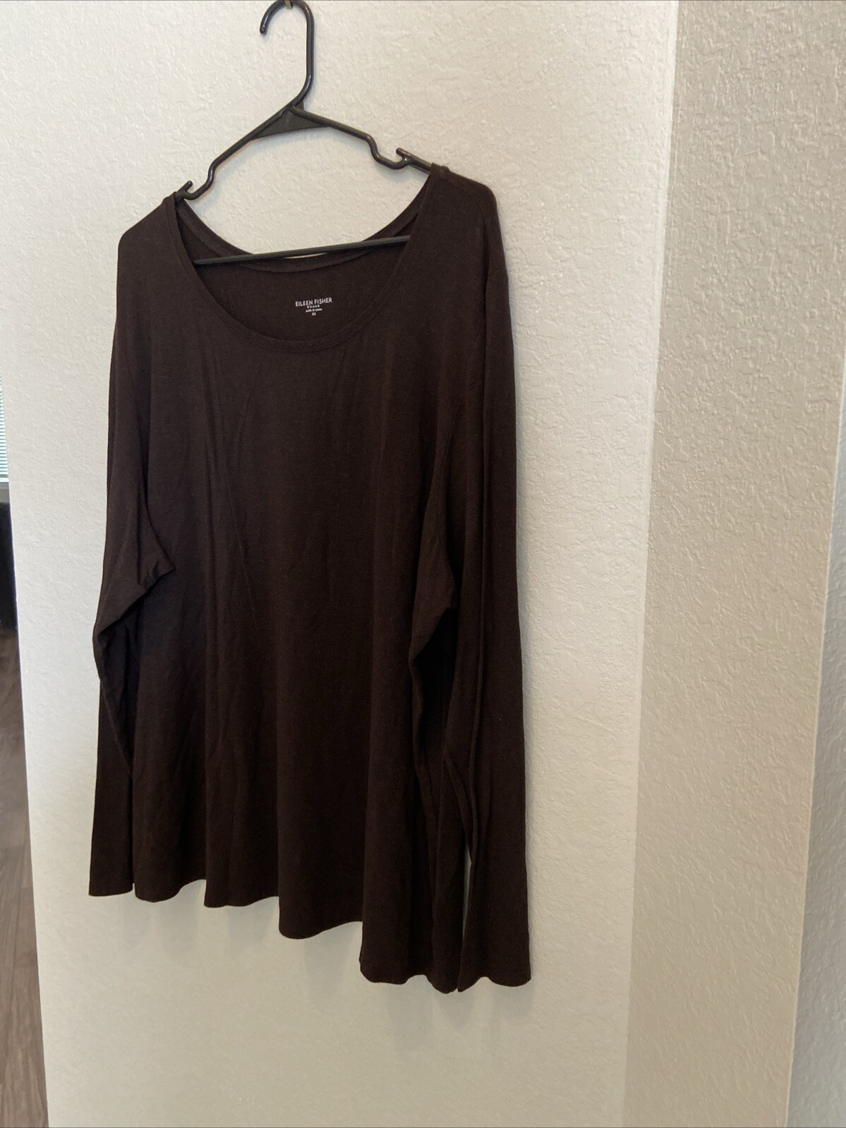 Eileen Fisher Tunic Top Stretchy Knit Long Sleeve Brown Plus Size 3X
