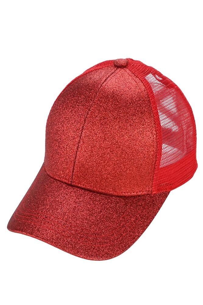 C.C Exclusive Women Glitter Mesh Back Criss-Cross Ponytail Baseball Cap Pony Cap
