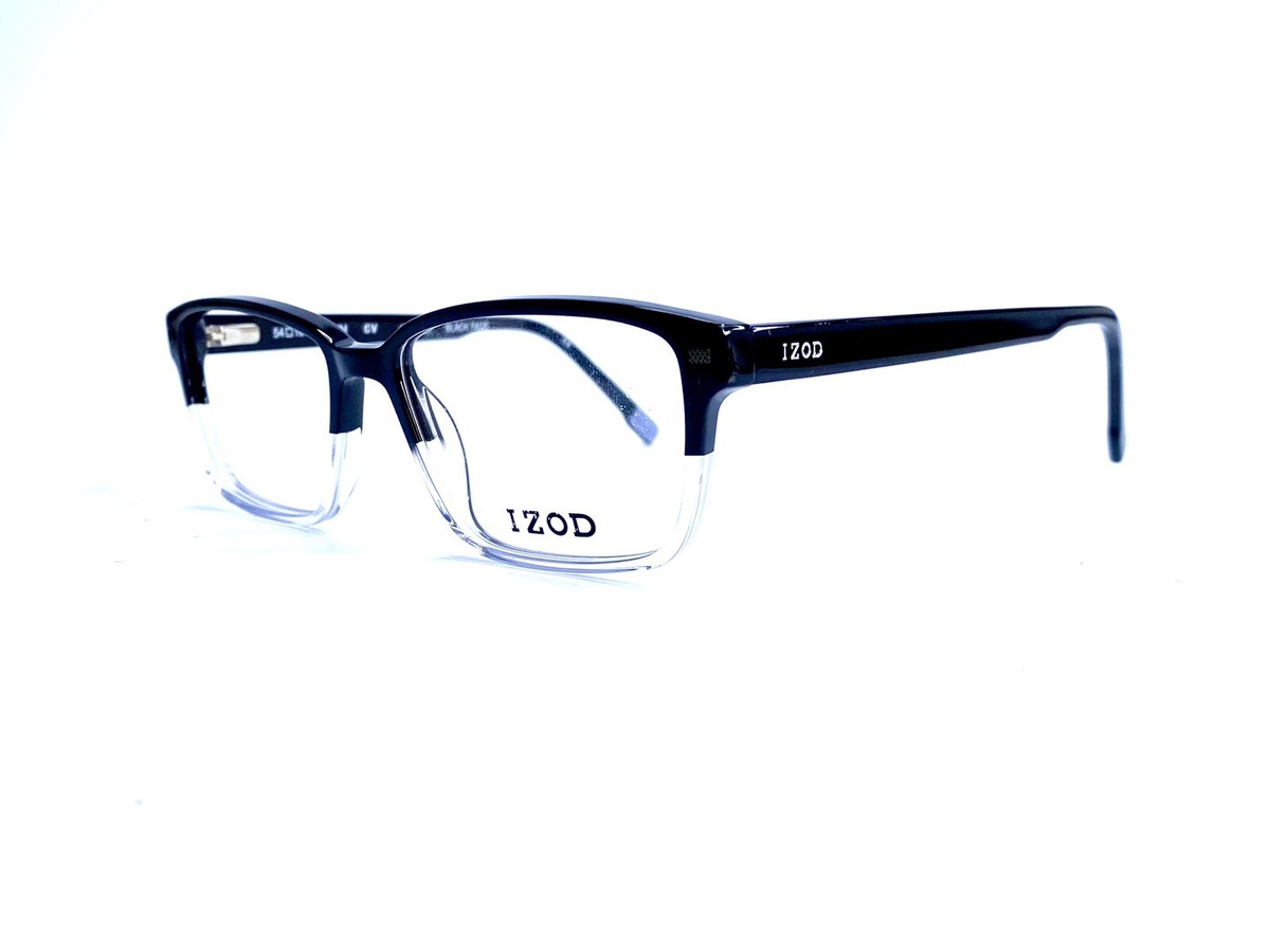 New IZOD Black To Clear Fade Rectangular Glasses IZ 2050 54 16 145