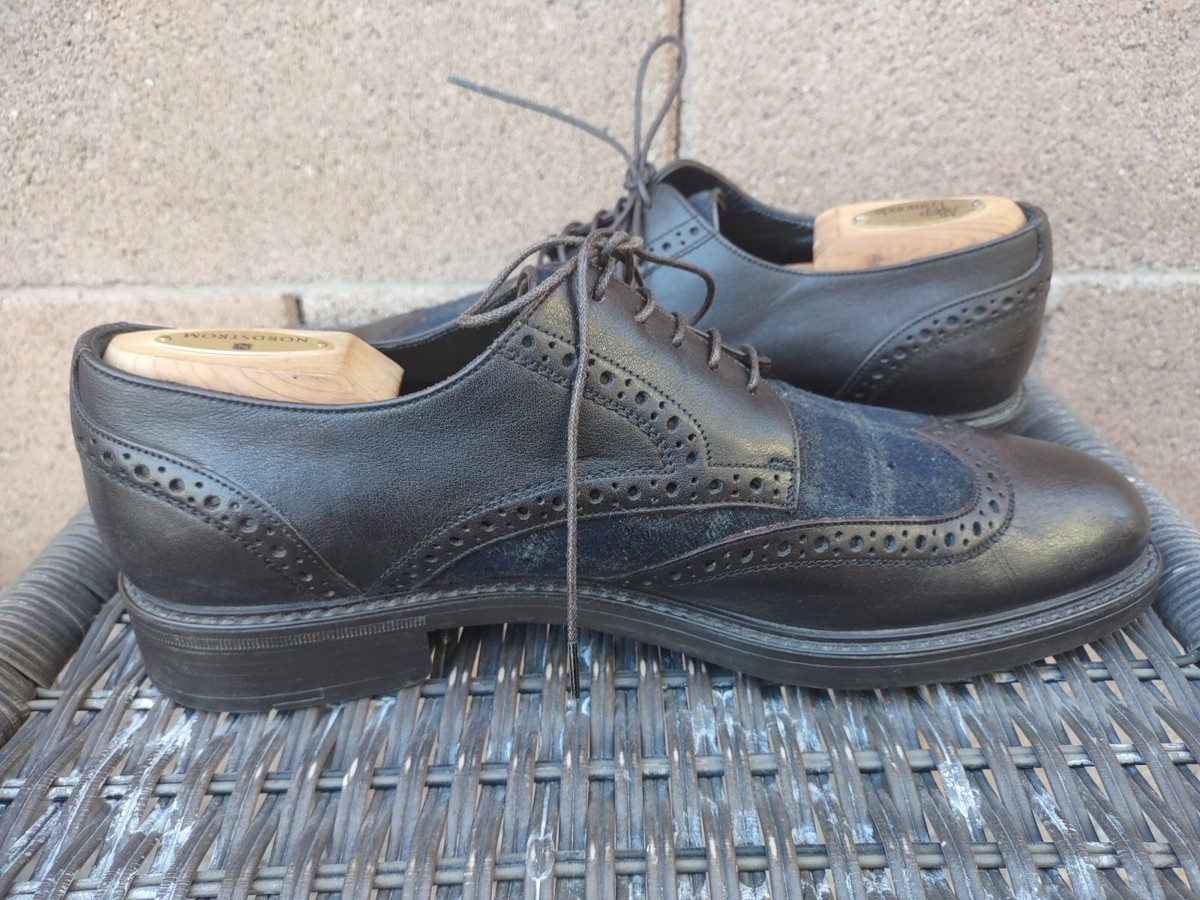 Ermenegildo Zegna Black Pebbled Leather Wingtip Derby Shoe US 9 EU 42 Dark Brown ERMENEGILDO ZEGNA black oxford wingtip shoes. SIZE: 42/8UK  main image 4