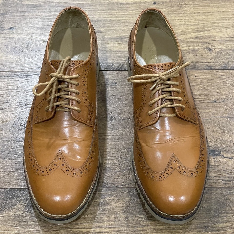 Cole Haan Shoes Mens 8.5 M Grand OS Leather Wingtip Oxford British Tan