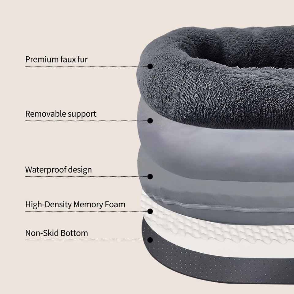 Cama lavable para perro humano de gran tamaño cama calmante con manta de almohada alfombra suave Foto 4 de 4