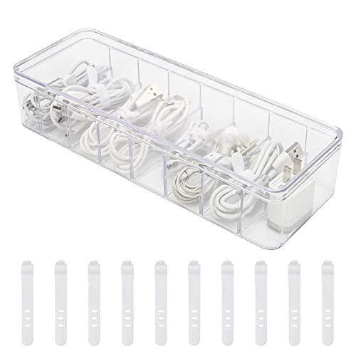 Cable Organizer Storage Box Plastic Cable Cord Management Box Separable Lid - Picture 1 of 7
