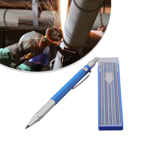 Silver Streak Welders Pencil With 12 Pcs Round Silver Refills, Metal Marker /New - Picture 13 of 23