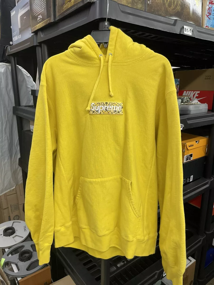 Supreme Bandana Box Logo Hooded Sweatshirt Yellow (FW19)