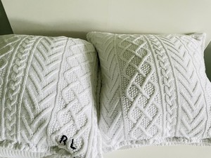 white cable knit pillow