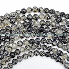 Natural 8mm Black Dragon Veins Agate Onxy Gemstone Round Loose Beads 15" Strand