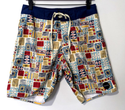 Brixton Men's Geometric Boardshorts Sz 30 100% Polyester EUC