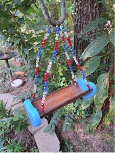 Hanging Beaded Bamboo Bird Feeder from reclaimed, repurposed, recycled, and reus
