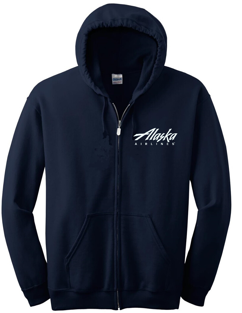 Alaskan Airlines Logo Full Zip Hoodie US Air Air Travel Flight