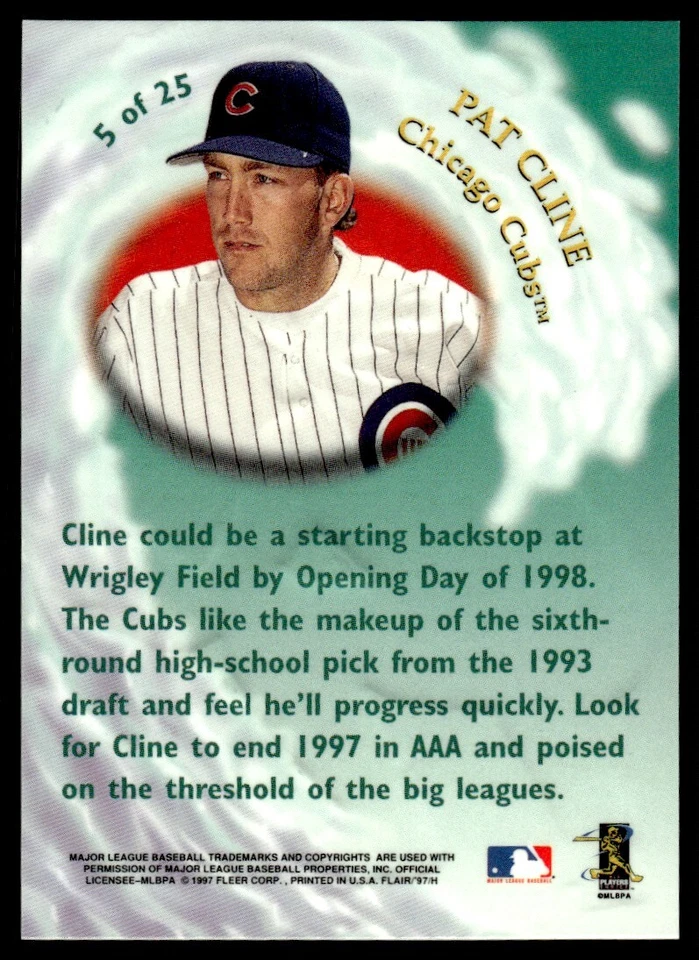 1997 Flair Showcase Wave of the Future Pat Cline Chicago Cubs #5 - Image 2 of 2