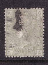 Placa Queen Victoria 1877 4d verde salvia SG 153 15 GA (fallas) (a117)