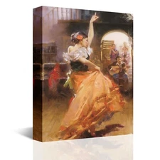 Spanish Flamenco Dancer Canvas Poster by Pino Daeni Painting Living Room Décor