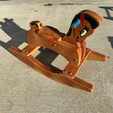 1950's Vintage Solid Wood Childs Wooden Rocking Horse Awesome Toy 26  Long