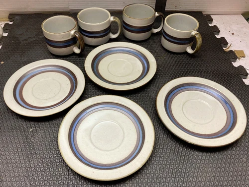 OTAGIRI Horizon  Mugs & Saucers 4 Sets  Vtg Japan EX free shipping pre owned