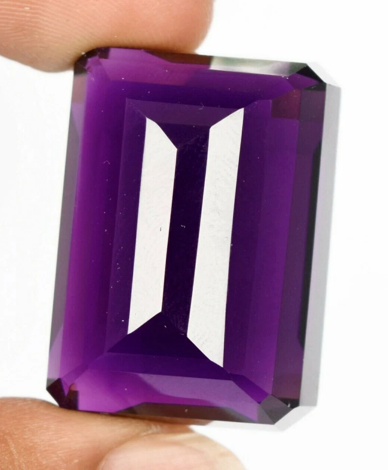 Violet Amethyst 18.60 Ct. Faceted Emerald Cut Loose Gemstone Gift for Birthday - Image 4 of 4