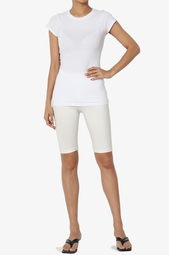 TheMogan S~3X Stretch Cotton Span High Waist Above Knee Bermuda Shorts Leggings - Picture 63 of 237