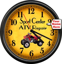 Personalized ATV Motorcycle Sports Racing Repair Mechanic Shop Sign Wall Clock