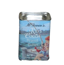 Vtg Cocoa Peanut Butter Tin McStevens Kid's  Mix 2.5 oz EMPTY Great Graphics