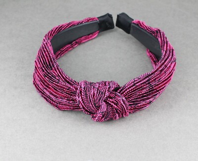 Pink Black turban knot head band fabric covered grip teeth  display picture 1