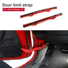 2pcs Red Strength Car Door Limit Rope Strap Bandage for Jeep Wrangler JK 2007-17
