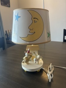 Vintage 1979 Nursery Originals Lamp Hey Diddle Diddle Wood W/ Shade Works