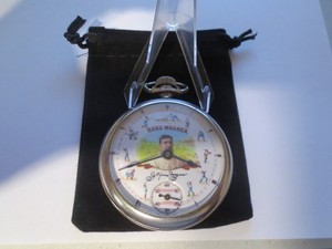 1932 16s Pocket Watch Baseball Hans Wagner Ad Theme Dial Runs Well.