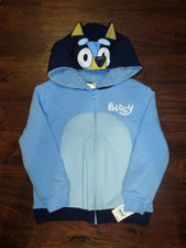 Bluey Hoodie Girl Boy Size 5T Faux Shearling Blue Zip Up NWT