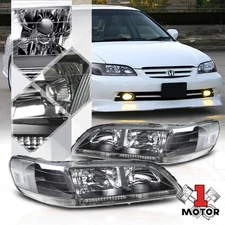 Black Housing Headlight Clear Corner Signal Reflector for 98-02 Honda Accord