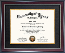 8.5X11 Diploma Frame with Black over Gold Mat or Display 11X14 Document without