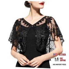 Women's 1920s Shawl Wraps,Sequin Flapper Evening Shawls for women Gatsby Black