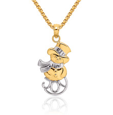 10K Solid Yellow Gold Snowman Joy Necklace