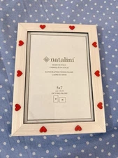 Natalini Handmade Italian Wooden Frame 5x7" ( 13x18 cm ) Ivory/Red, Heart, NEW