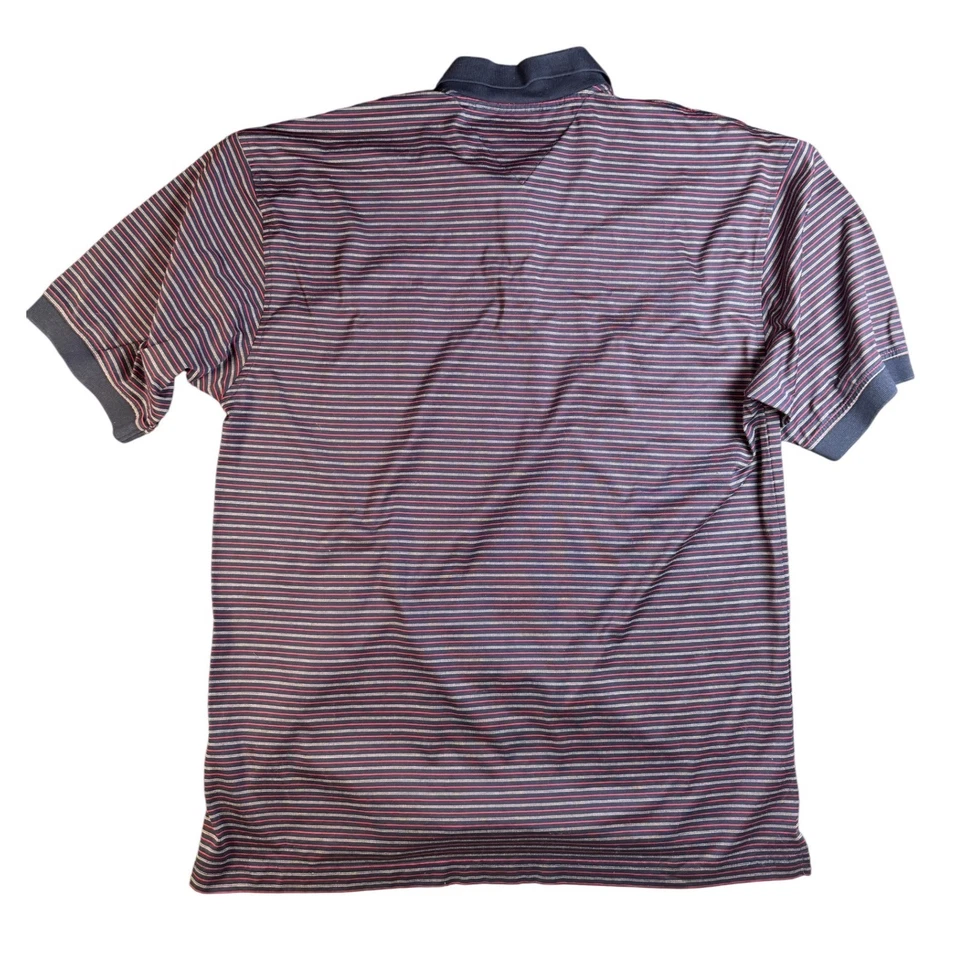 Camisa polo de golf Tommy Hilfiger para hombre grande a rayas manga corta escudo logotipo azul Foto 2 de 4
