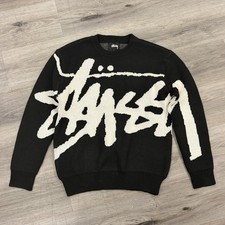 Stussy Black White Knitted Crewneck Sweater Size M
