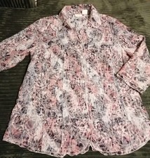 Dünne Paola Damen Crinkle Bluse Tunika 3/4 Arm Gr. 44 Bunt Neu