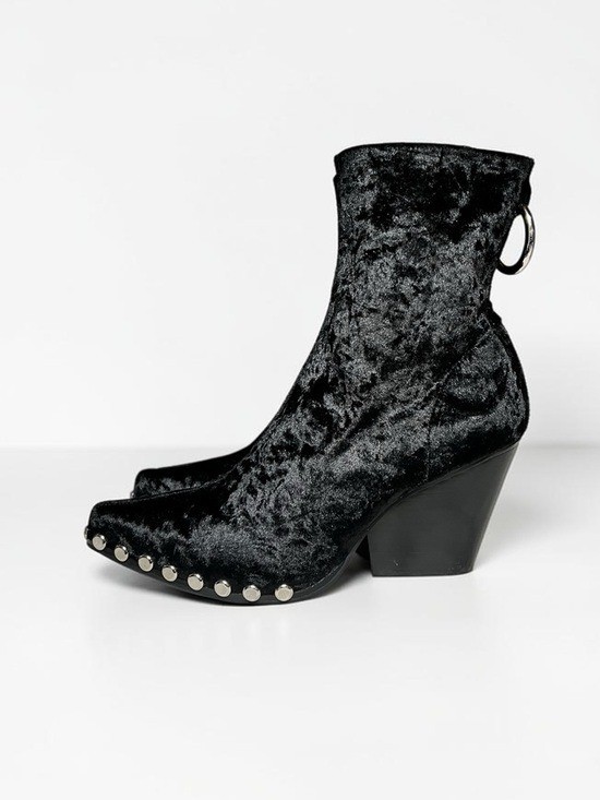 NUEVO SIN ETIQUETAS Botines Jeffrey Campbell Walton Terciopelo Tachonado Negro Western talla 9.5