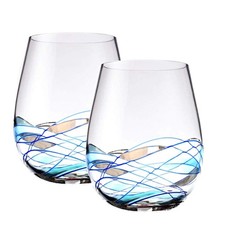 Stemless Wine Glasses with Hand-Painted Design