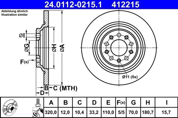 2 X Bremsscheibe ATE 24.0112-0215.1 FüR Jeep Cherokee-image