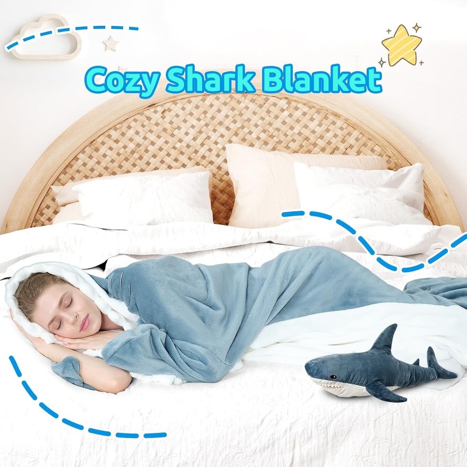 Snapklik.co : Touchat Shark Blanket For Adult Super Soft Cozy Flannel... Snapklik.co : Touchat Shark Blanket For Adult Super Soft Cozy Flannel...