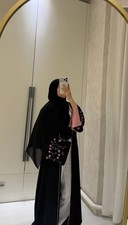 Damen Abaya Kaftan Schwarz Rosa Handarbeit St...