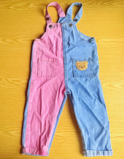 Mädchen Cord-Latzhose Rosa/Blau mit Bärmoti...