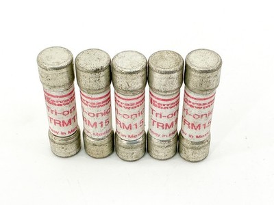 New Lot of 5 Ferraz Shawmut TRM15 Time Delay Fuse 15A 250V - No Box