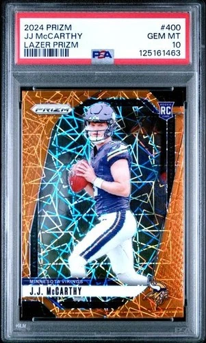 2024 PANINI PRIZM LAZER PRIZM #400 JJ MCCARTHY ROOKIE RC VIKINGS PSA 10 GEM MINT