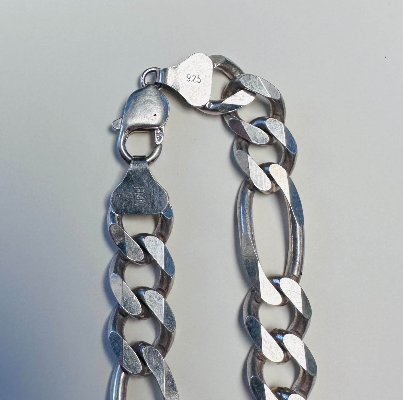 Solid Sterling Silver Figaro Link Chain Necklace … - image 2
