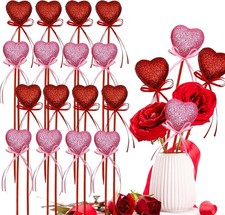 16Pcs Glitter Puffy Heart Foam Picks for Valentine's Day Decor