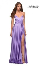 La Femme 30662 - Cross Bodice Satin Gown In Lavender. NWT Sz 2  4